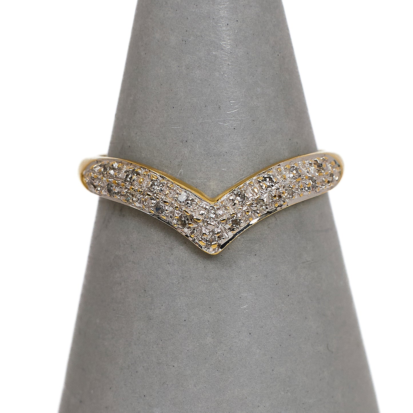 Pre-Owned 9ct Gold Diamond Wishbone Ring Size N.5
