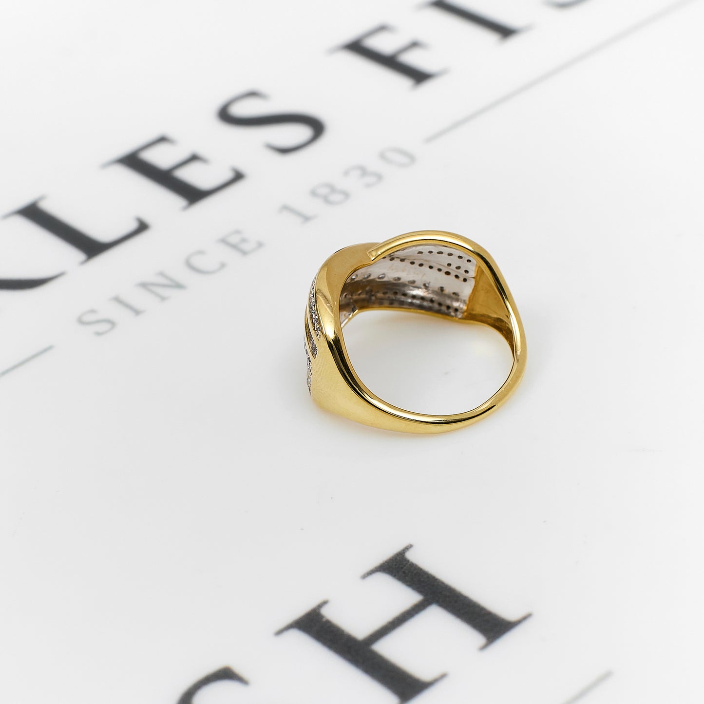 Pre-Owned 9ct Gold 3 Row Diamond Crossover Ring Size J