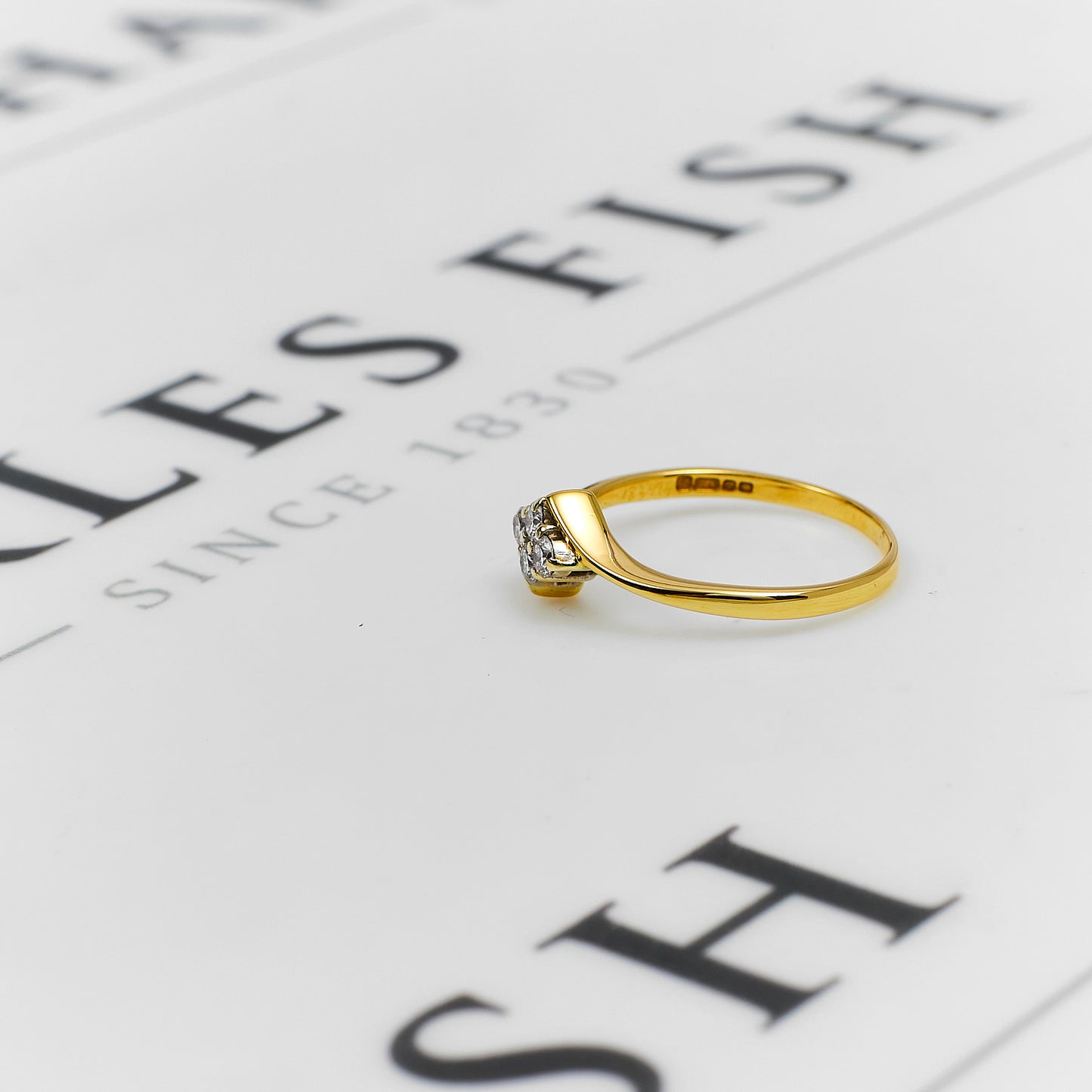 Pre-Owned 9ct Gold 4 Diamond Ring Size K.5