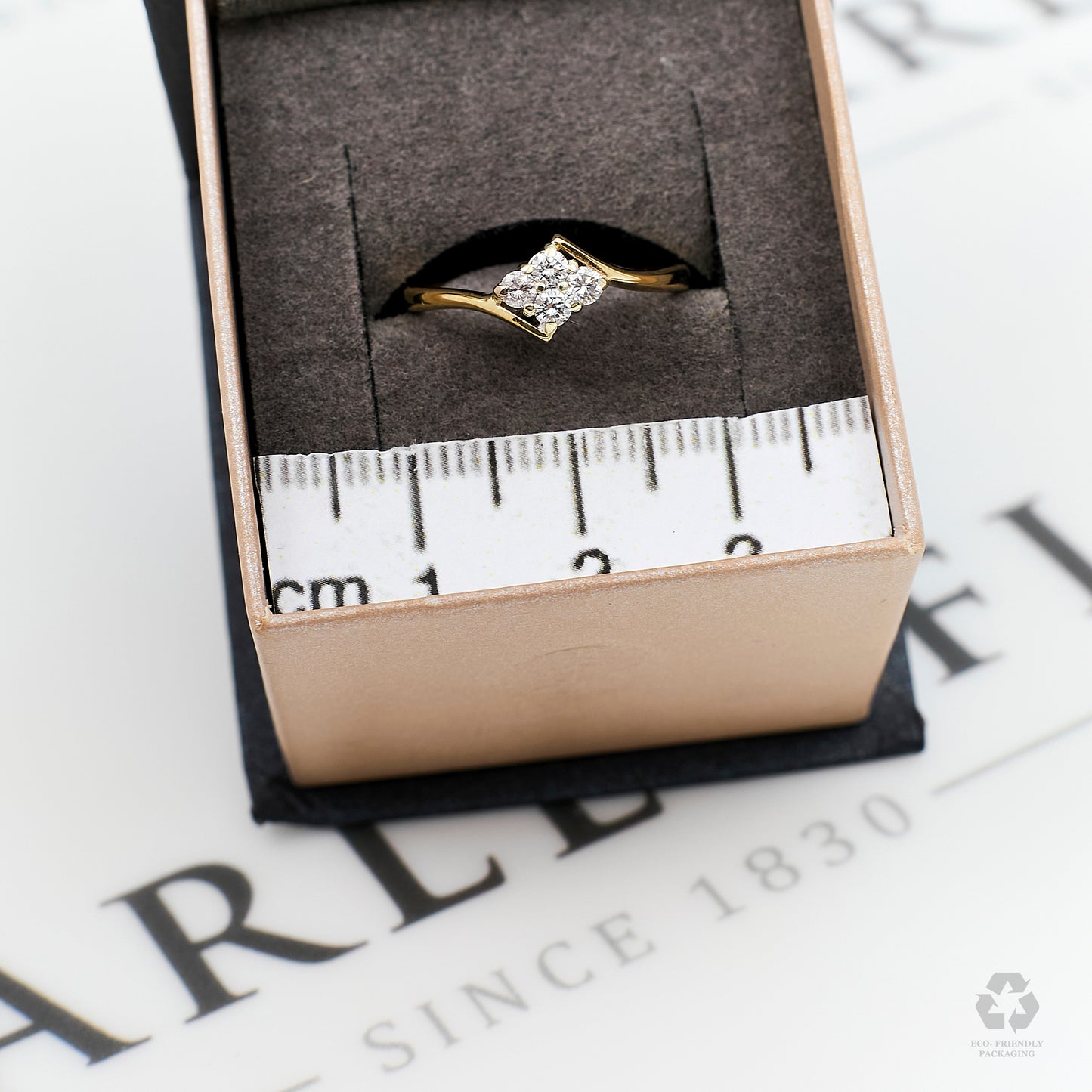Pre-Owned 9ct Gold 4 Diamond Ring Size K.5