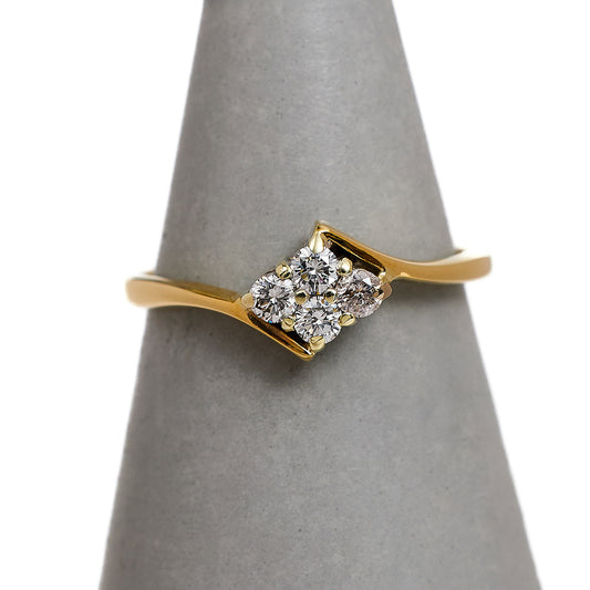 Pre-Owned 9ct Gold 4 Diamond Ring Size K.5