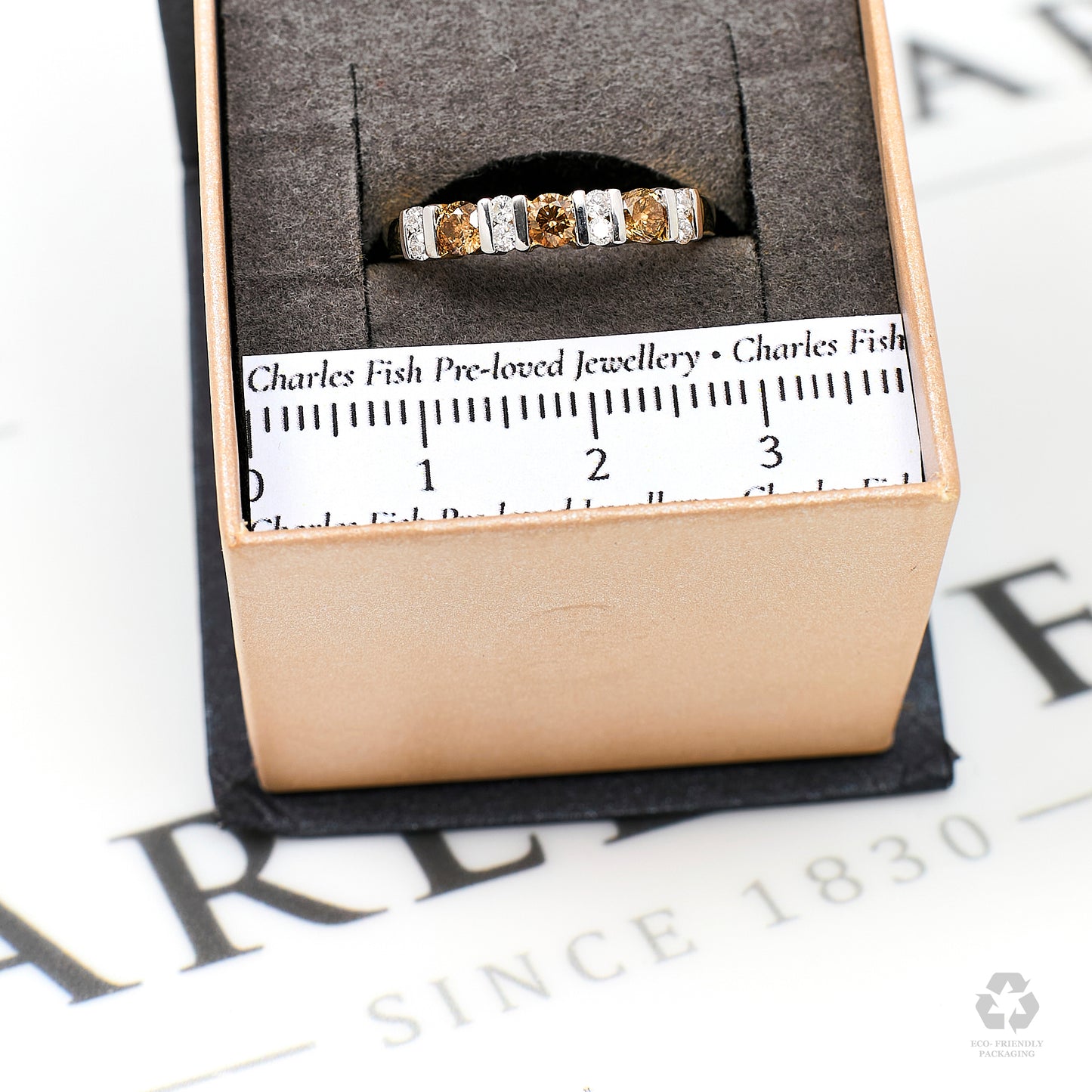 Pre-Owned 9ct Gold White & Treated Brown Diamond Ring