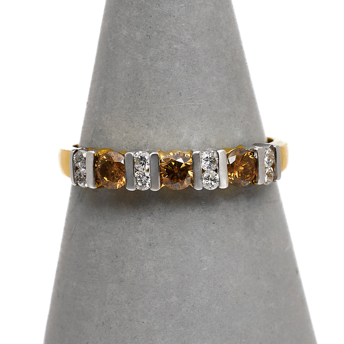 Pre-Owned 9ct Gold White & Treated Brown Diamond Ring