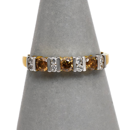 Pre-Owned 9ct Gold White & Treated Brown Diamond Ring
