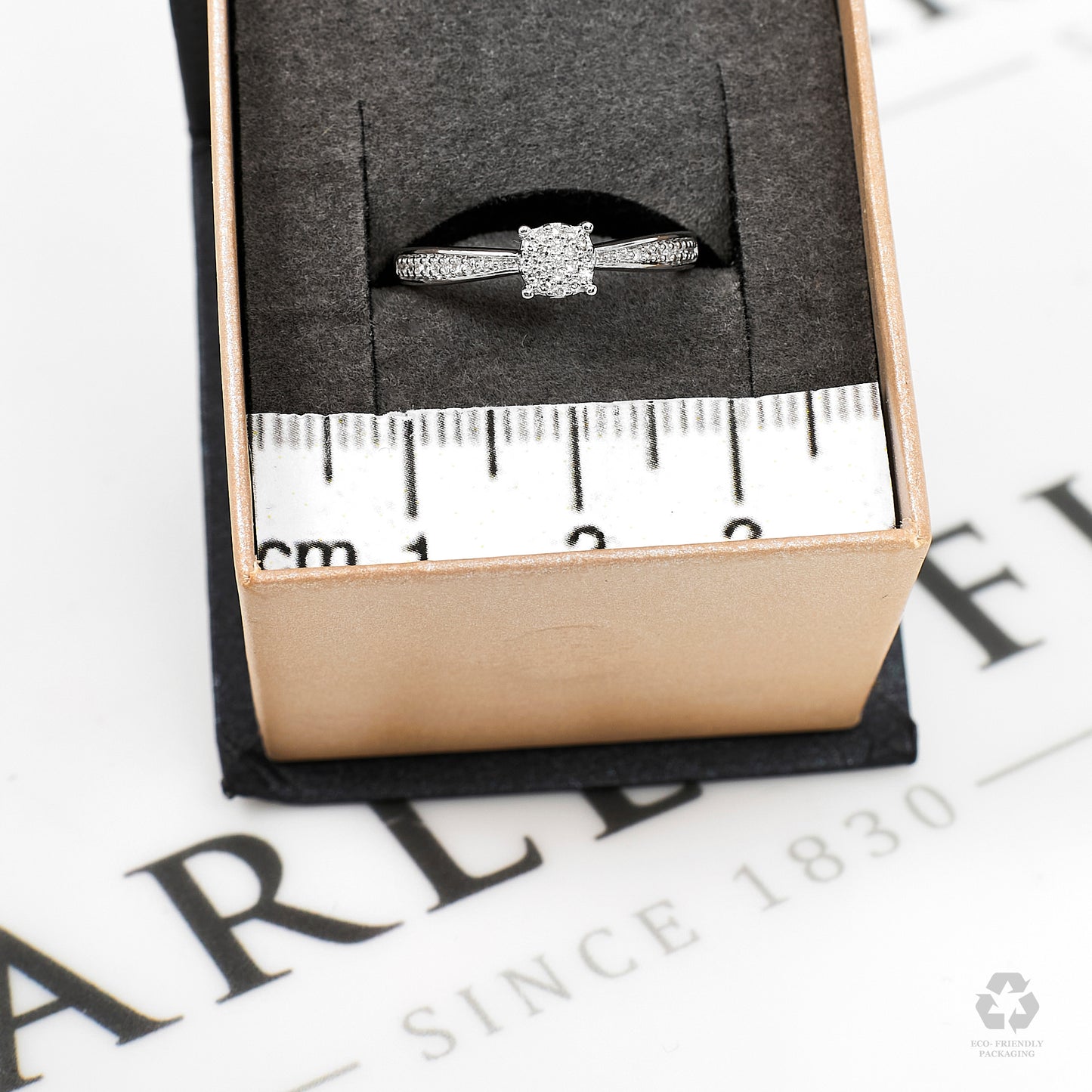 Pre-Owned 9ct White Gold Square Diamond Cluster Ring Size L
