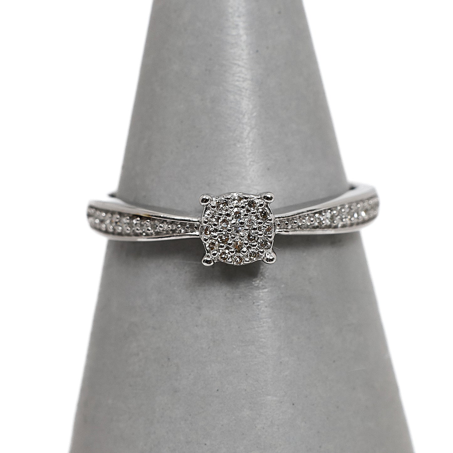 Pre-Owned 9ct White Gold Square Diamond Cluster Ring Size L