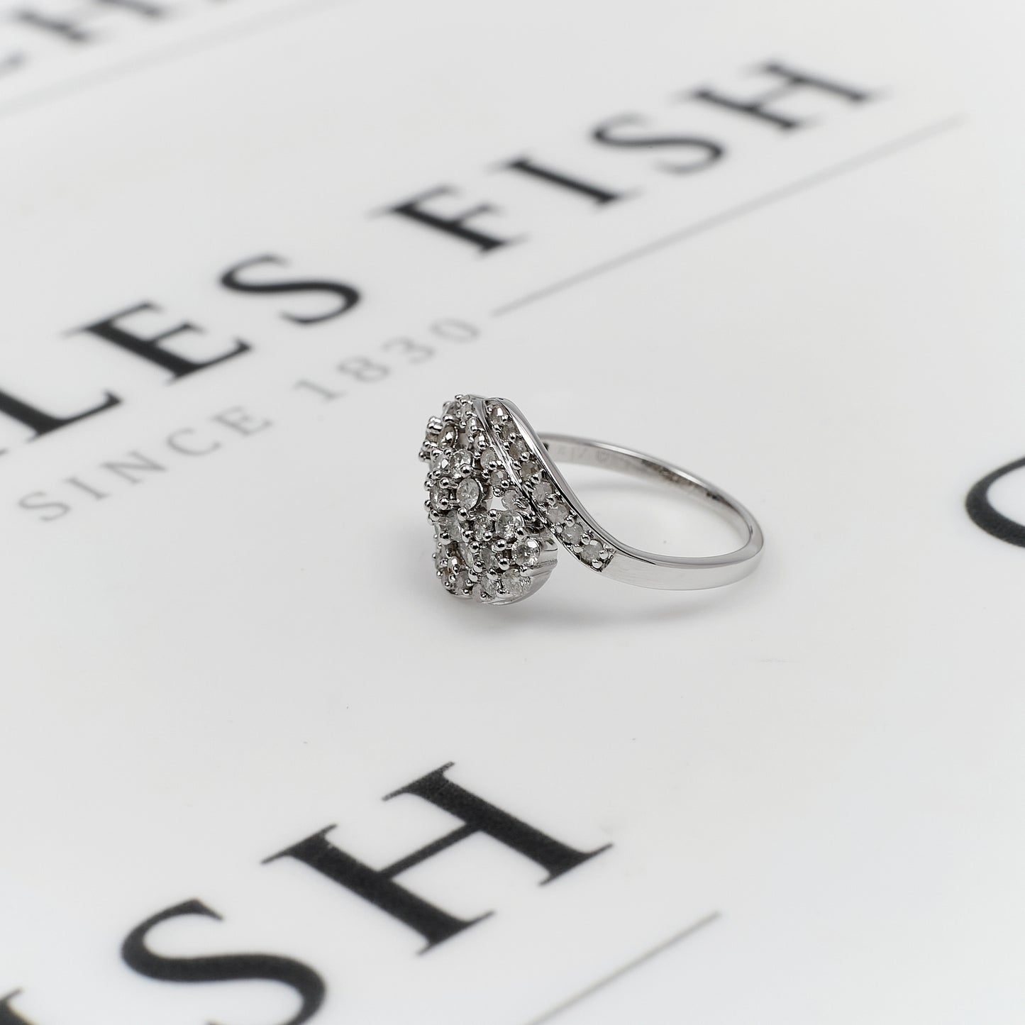 Pre-Owned 9ct White Gold 3 Diamond Cluster Ring Size P.5
