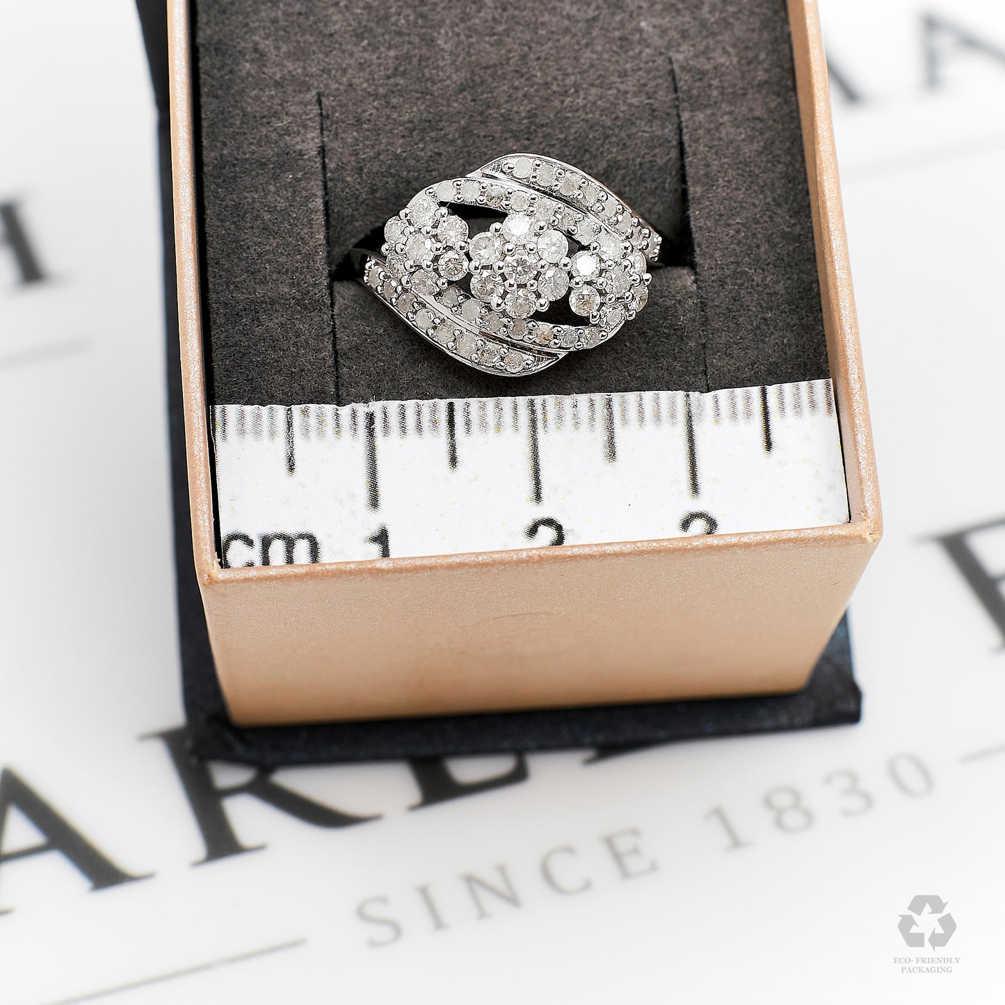 Pre-Owned 9ct White Gold 3 Diamond Cluster Ring Size P.5
