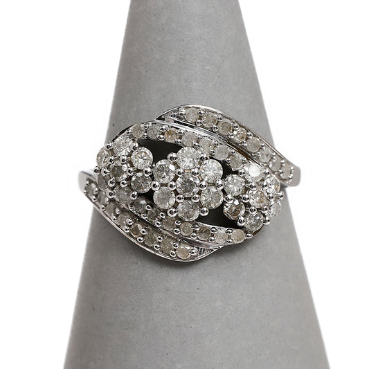 Pre-Owned 9ct White Gold 3 Diamond Cluster Ring Size P.5