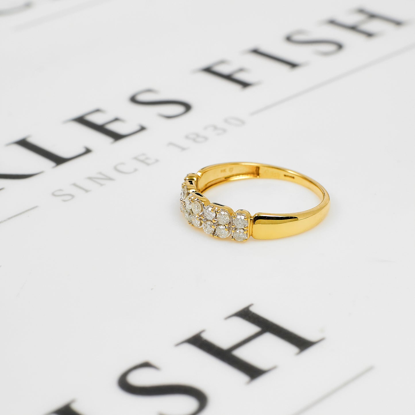 Pre-Owned 9ct Gold Diamond 2 Row Ring Size T.5