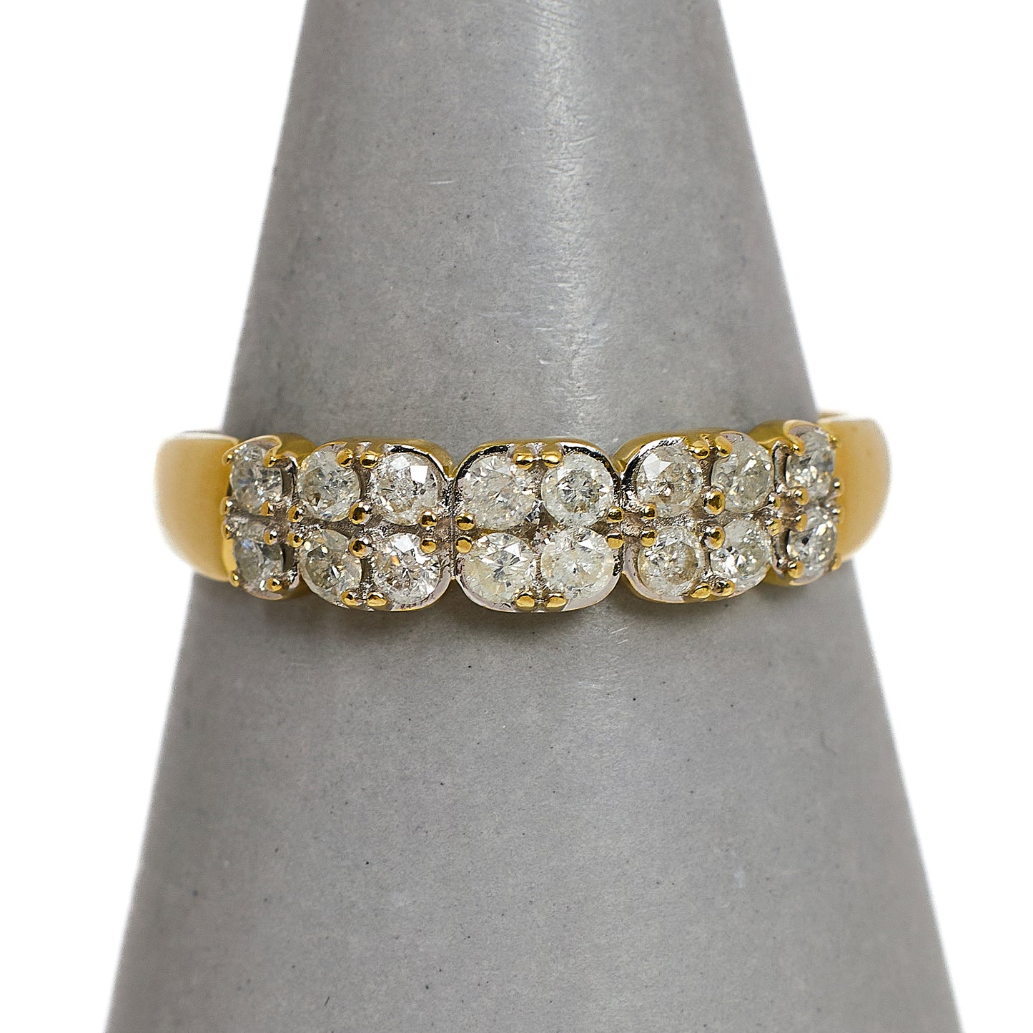 Pre-Owned 9ct Gold Diamond 2 Row Ring Size T.5