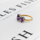 Pre-Owned 9ct Gold 3 Oval Amethyst & Diamond Cluster Ring