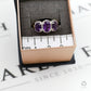 Pre-Owned 9ct Gold 3 Oval Amethyst & Diamond Cluster Ring