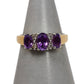 Pre-Owned 9ct Gold Amethyst & Diamond Ring Size J.5