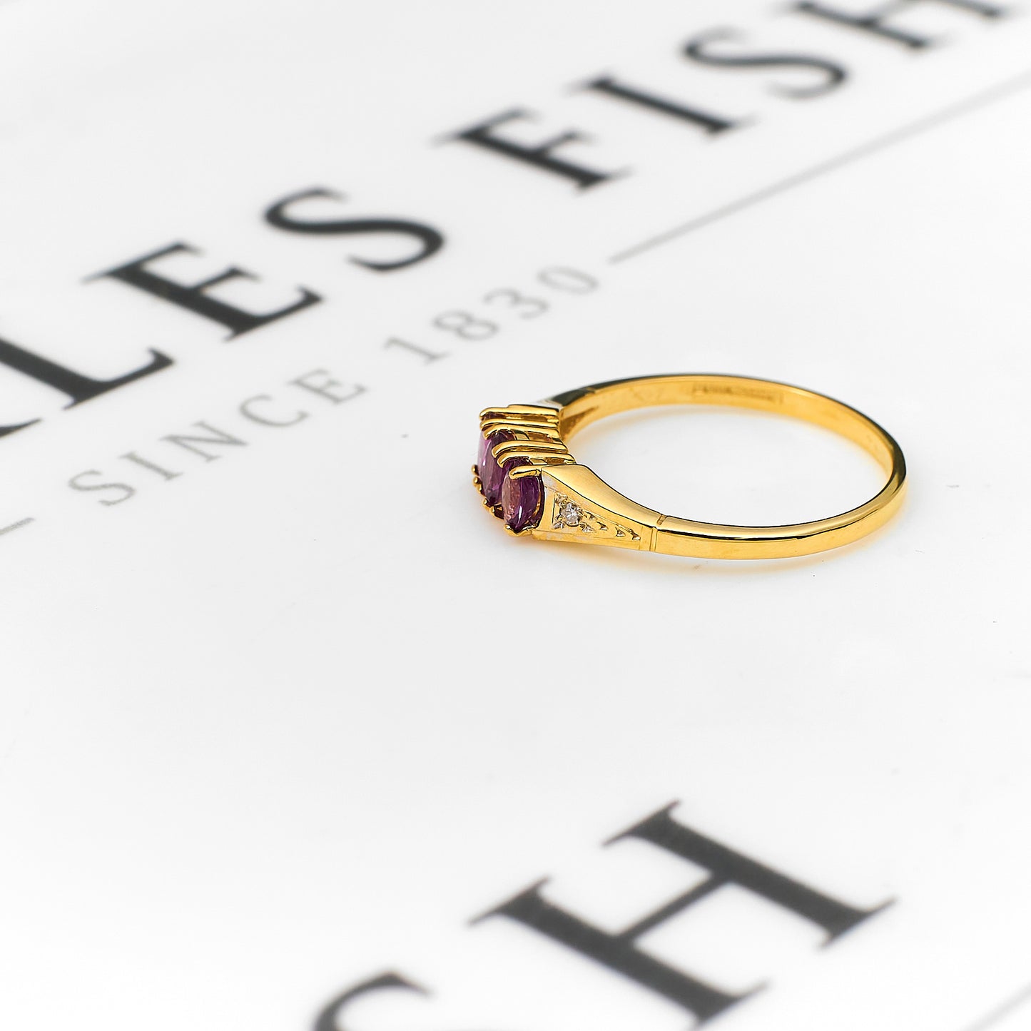 Pre-Owned 9ct Gold Oval Pink Sapphire & Diamond Ring Size Q
