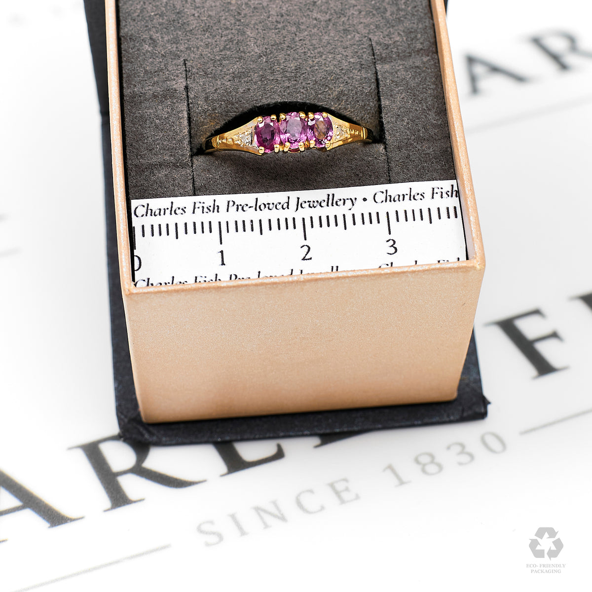 Pre-Owned 9ct Gold Oval Pink Sapphire & Diamond Ring Size Q