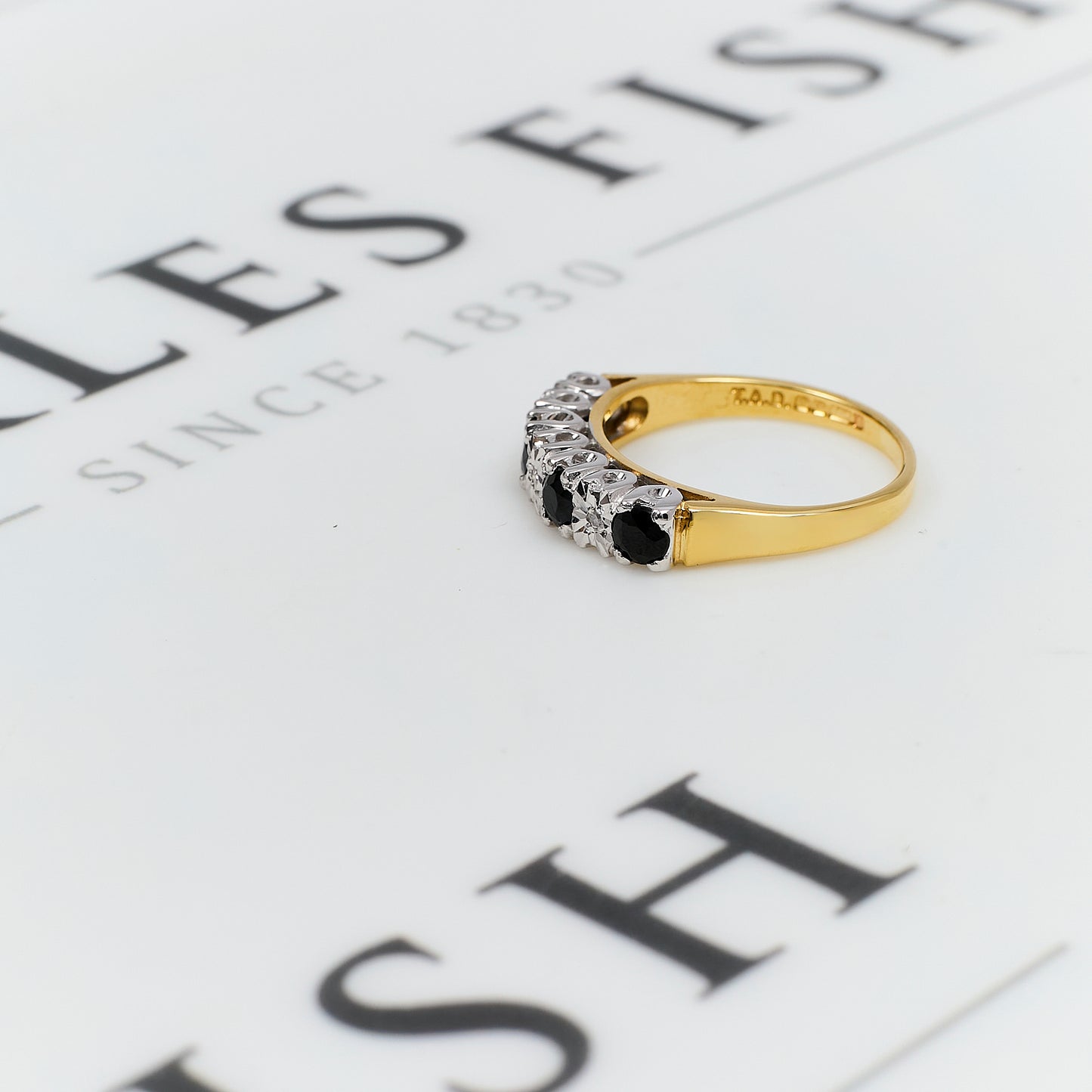 Pre-Owned 9ct Gold Sapphire & Diamond Ring Size K.5