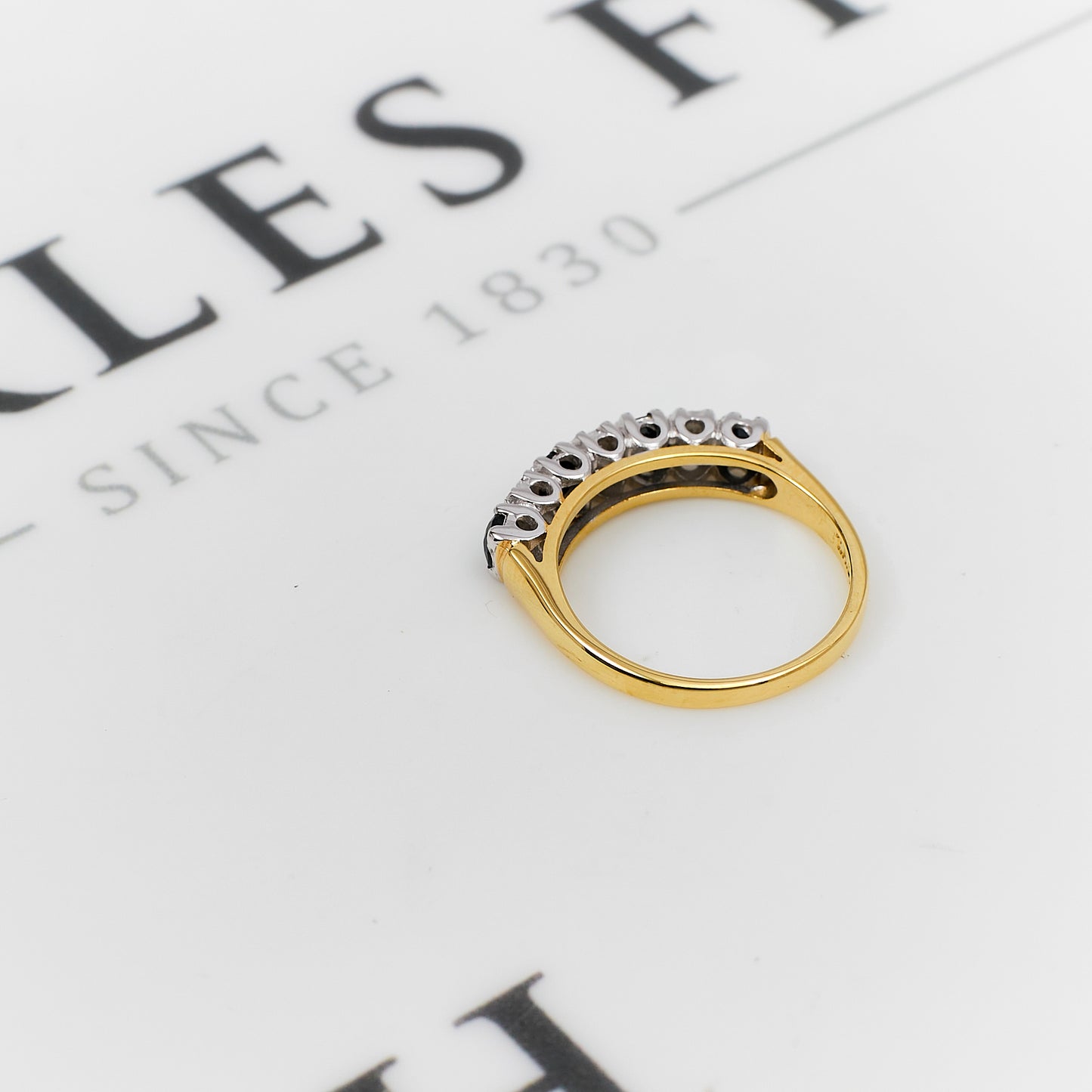 Pre-Owned 9ct Gold Sapphire & Diamond Ring Size K.5