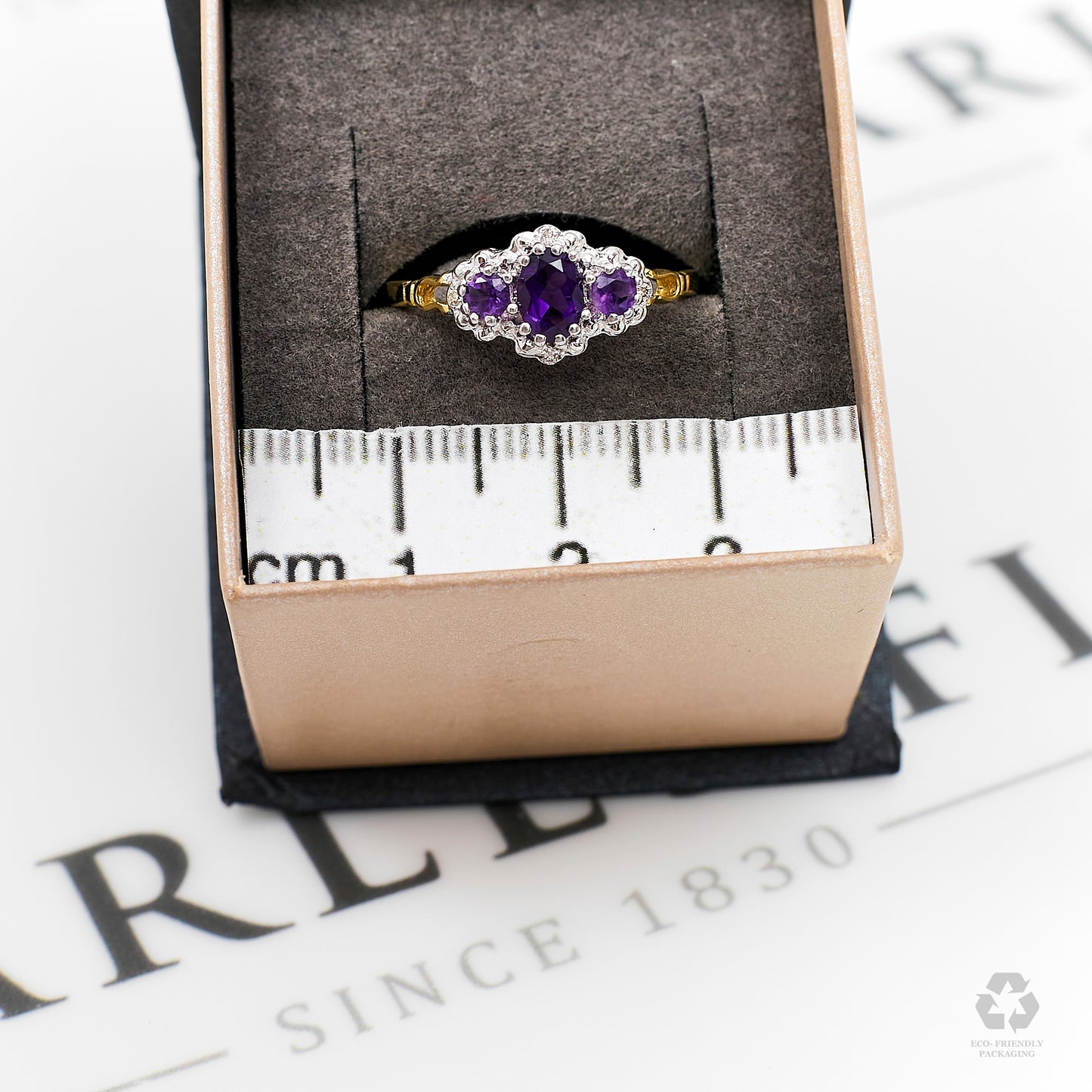 Pre-Owned 9ct Amethyst & Diamond Dress Ring Size Q