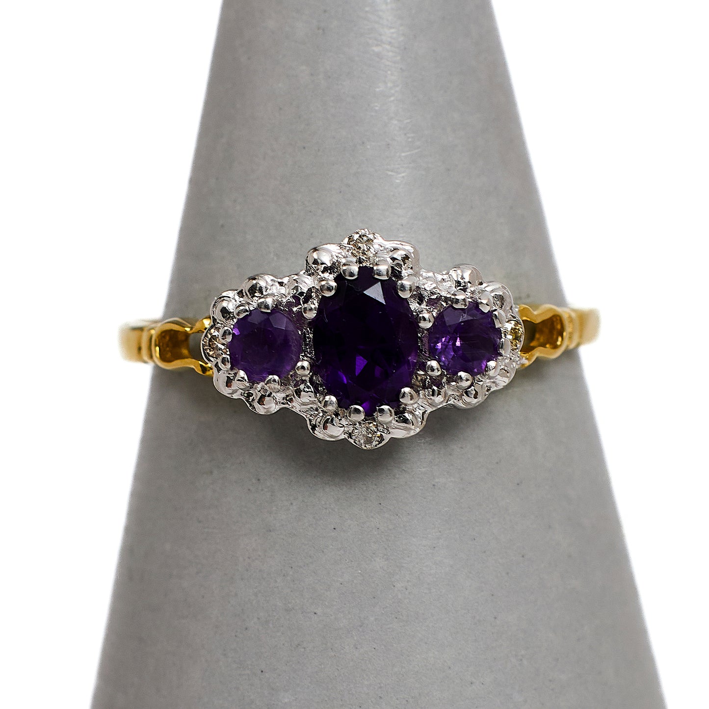 Pre-Owned 9ct Amethyst & Diamond Dress Ring Size Q