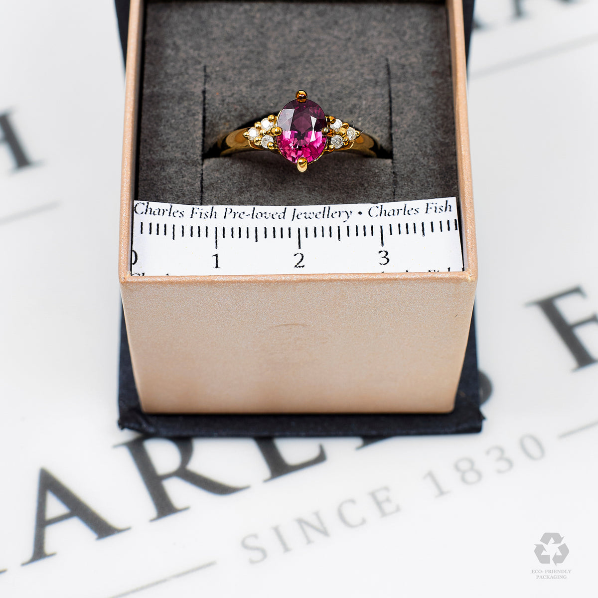 Pre-Owned 9ct Gold Tourmaline & Diamond Dress Ring Size N
