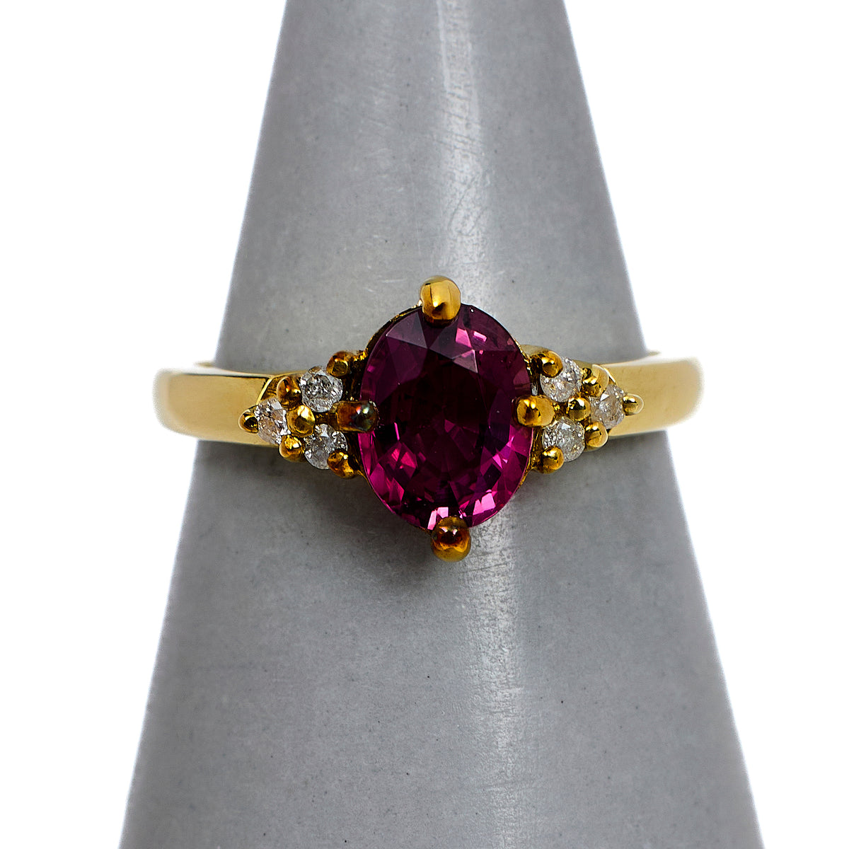 Pre-Owned 9ct Gold Tourmaline & Diamond Dress Ring Size N