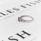Pre-Owned 9ct White Gold Pink Stone & Diamond Ring Size L