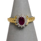 Pre-Owed 9ct Gold Glass Filled Ruby & Diamond Cluster Ring