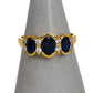 Pre-Owned 9ct Gold 3 Oval & 8 Sapphire Diamond Ring Size K