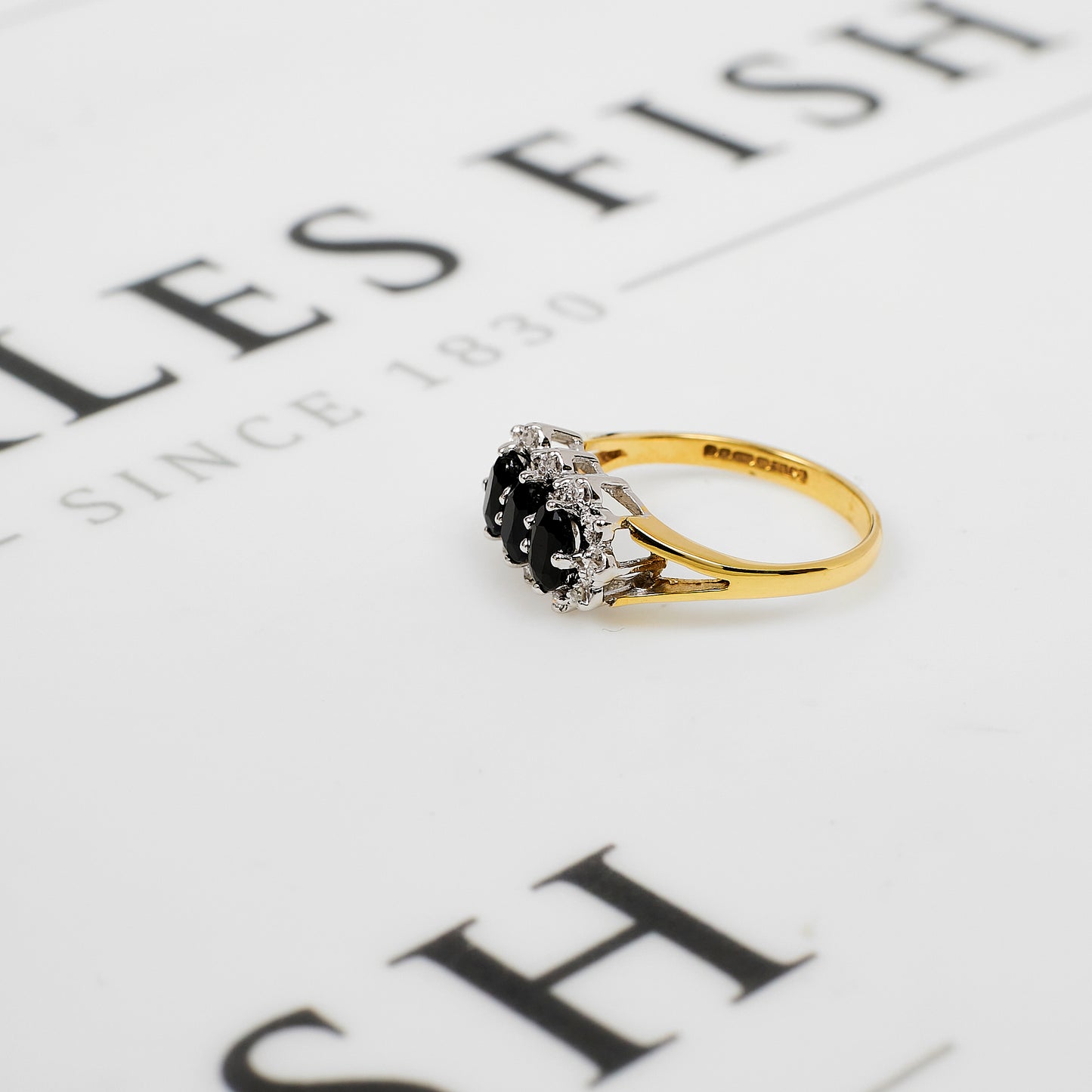 Pre-Owned 9ct Gold Sapphire & Diamond Cluster Ring Size L