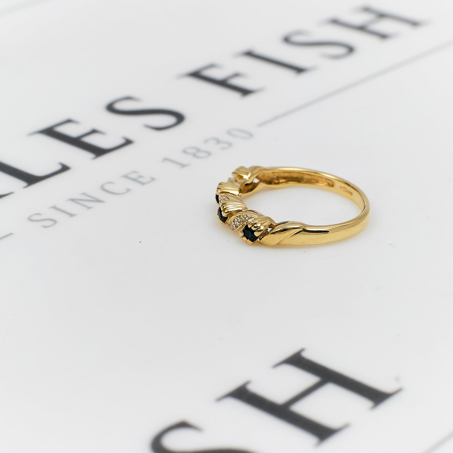 Pre-Owned 9ct Gold Sapphire & Diamond Ring Size K