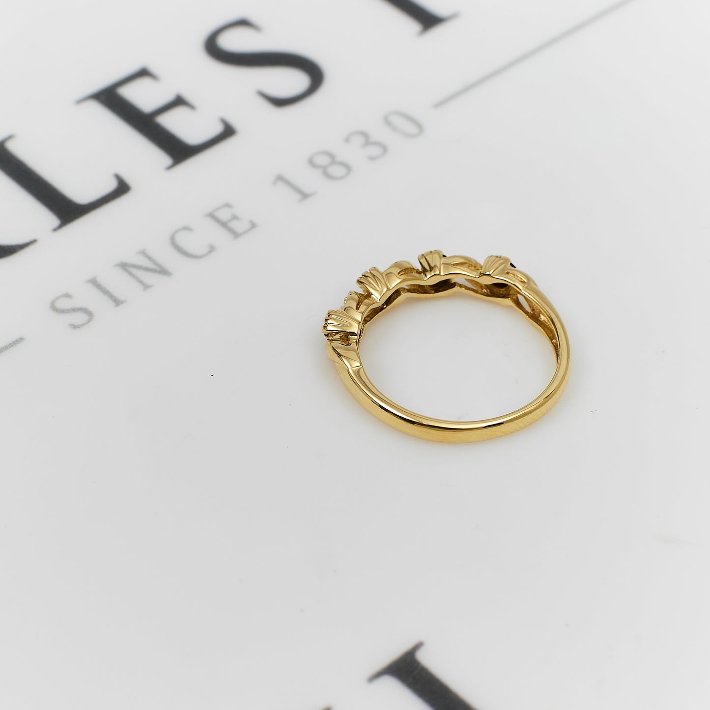 Pre-Owned 9ct Gold Sapphire & Diamond Ring Size K