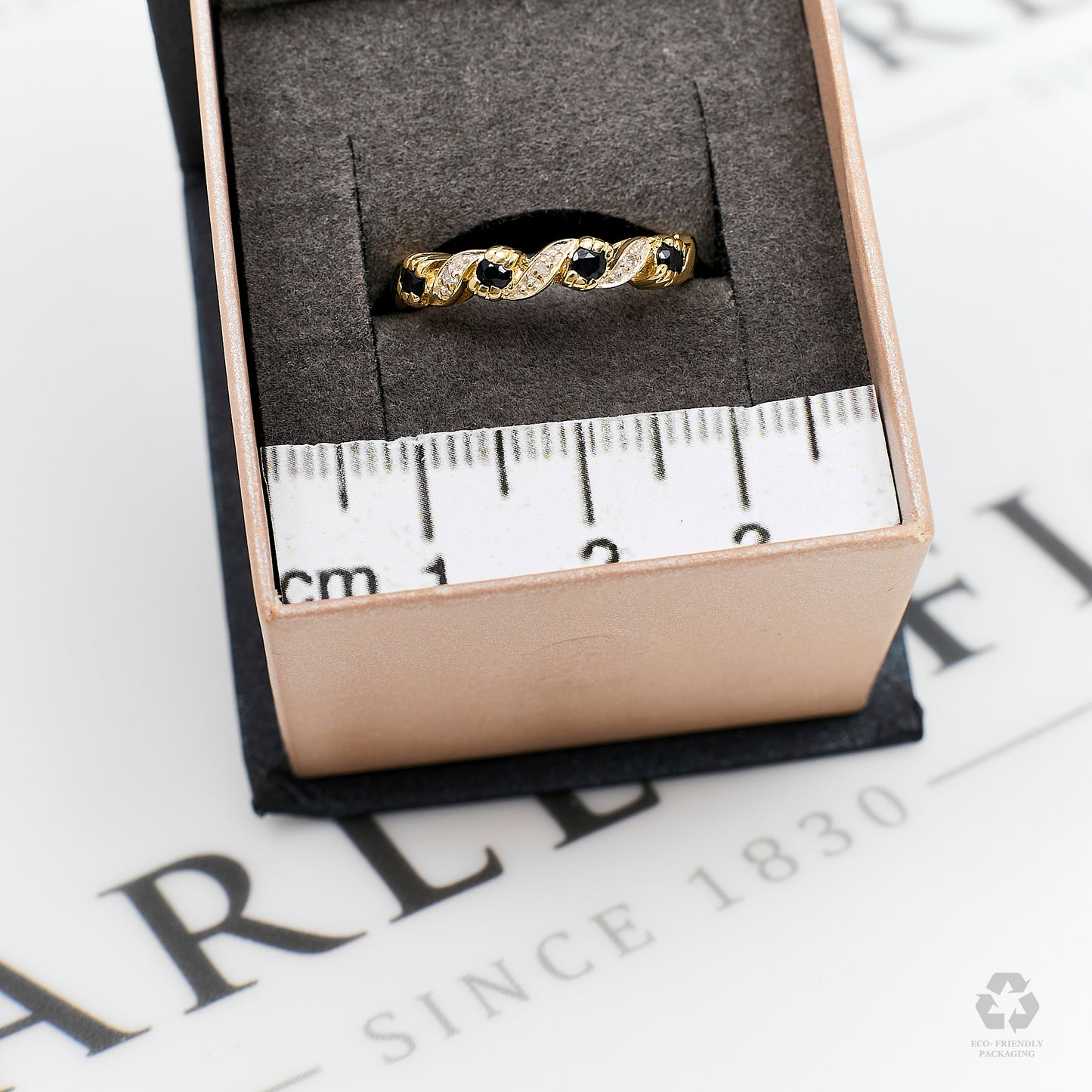 Pre-Owned 9ct Gold Sapphire & Diamond Ring Size K