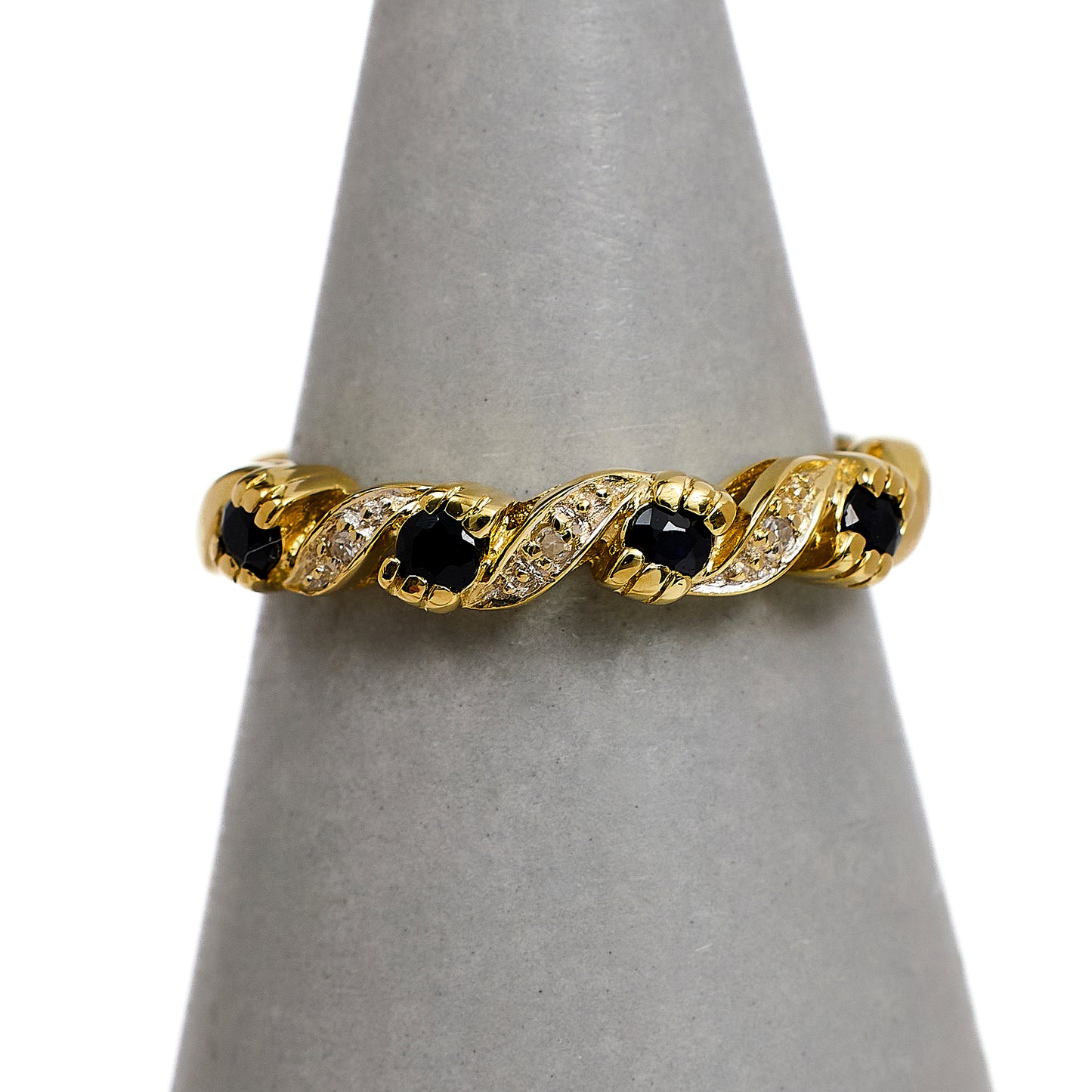 Pre-Owned 9ct Gold Sapphire & Diamond Ring Size K