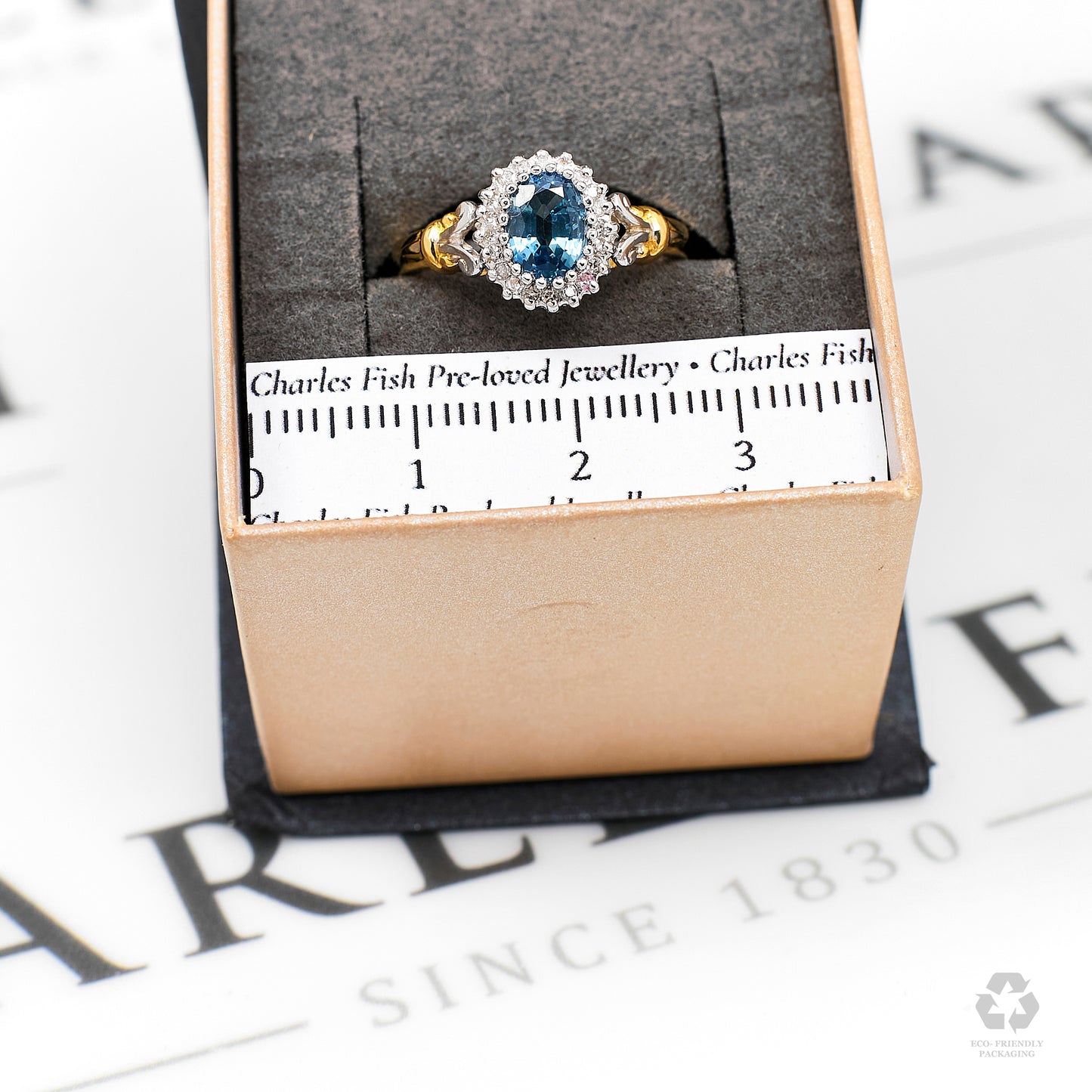 Pre-Owned 9ct Gold Oval Sapphire & Diamond Cluster Ring
