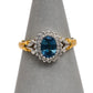 Pre-Owned 9ct Gold Oval Sapphire & Diamond Cluster Ring