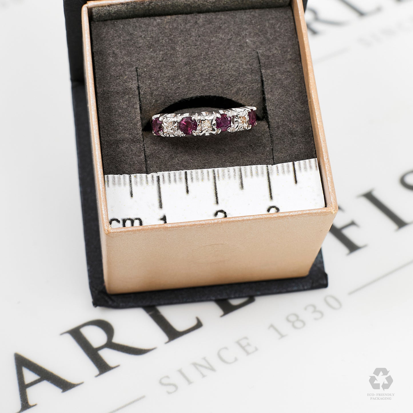 Pre-Owned 9ct Gold Ruby & Diamond Dress Ring Size L.5