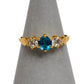 Pre-Owned 9ct Gold Oval Topaz & 2 Diamond Ring Size K