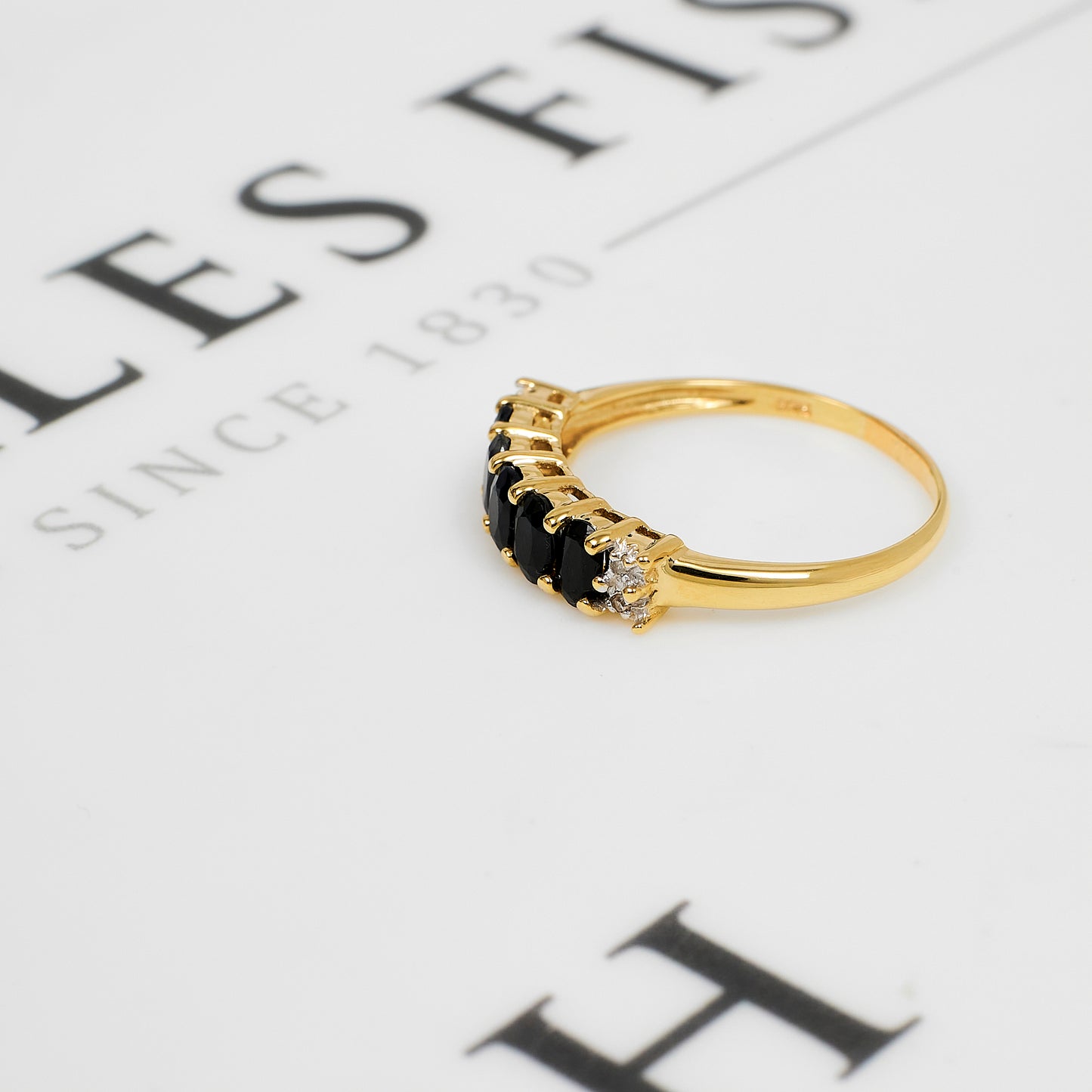 Pre-Owned 9ct Gold Sapphire & Diamond Ring Size U