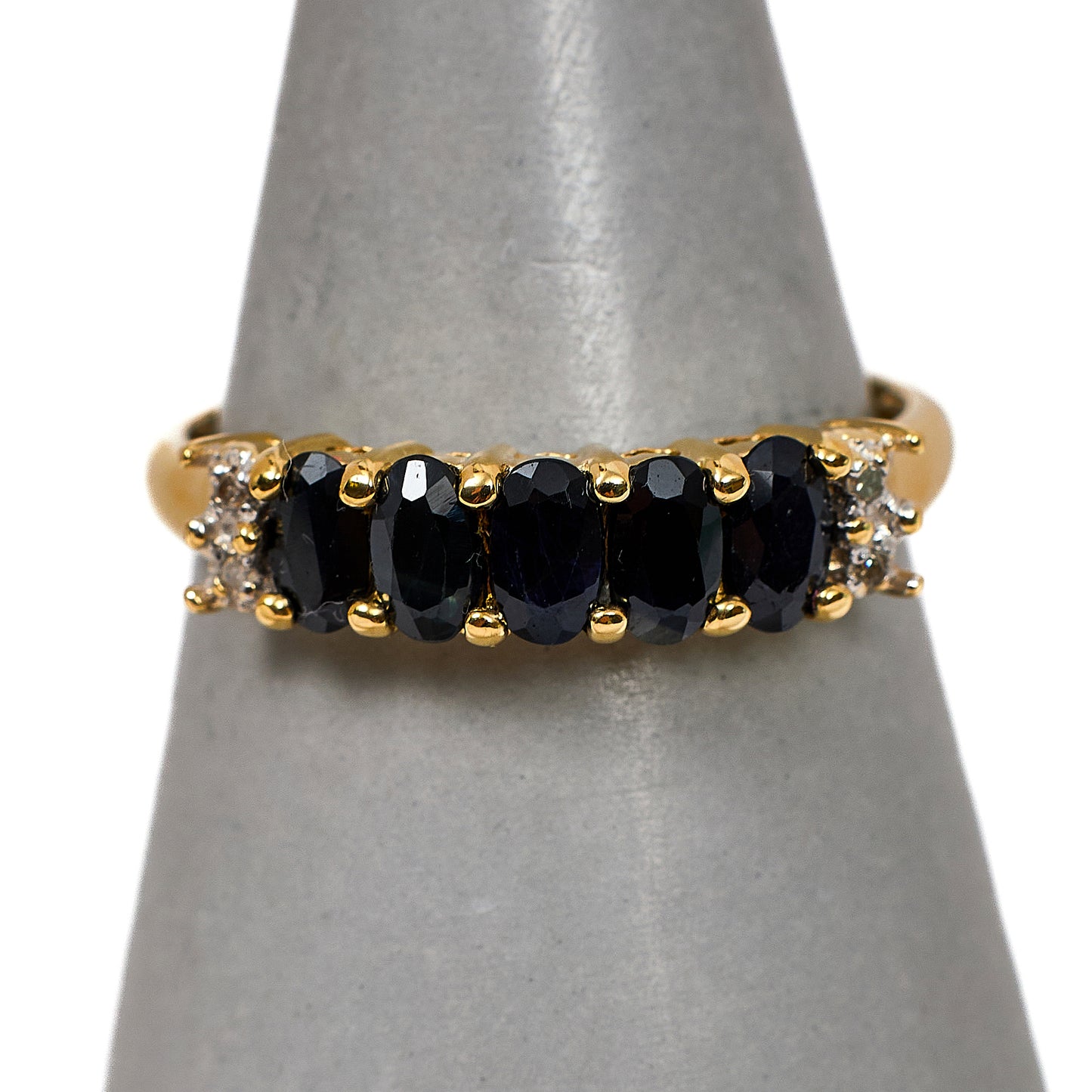 Pre-Owned 9ct Gold Sapphire & Diamond Ring Size U