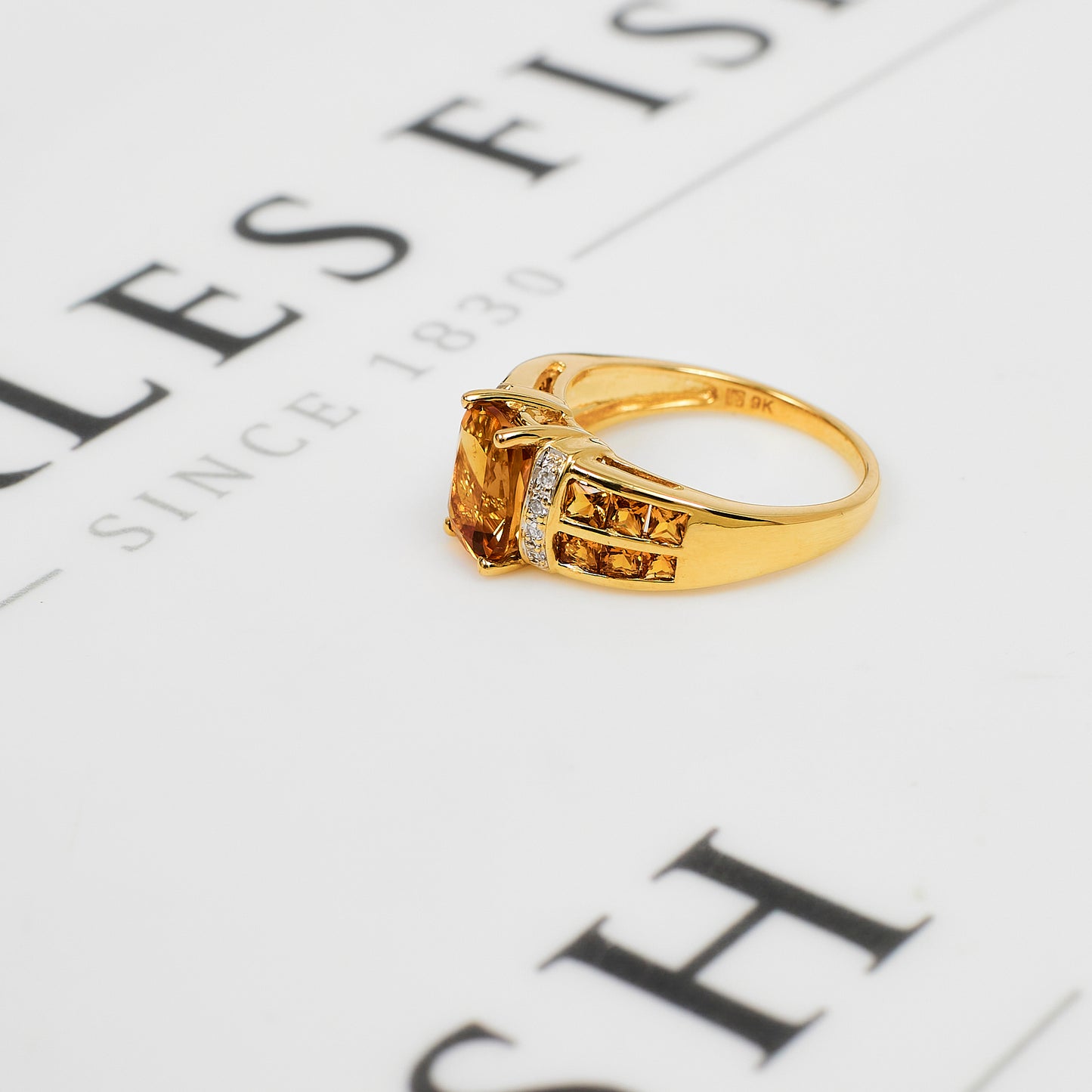 Pre-Owned 9ct Gold Multi Citrine & Diamond Ring Size O.5