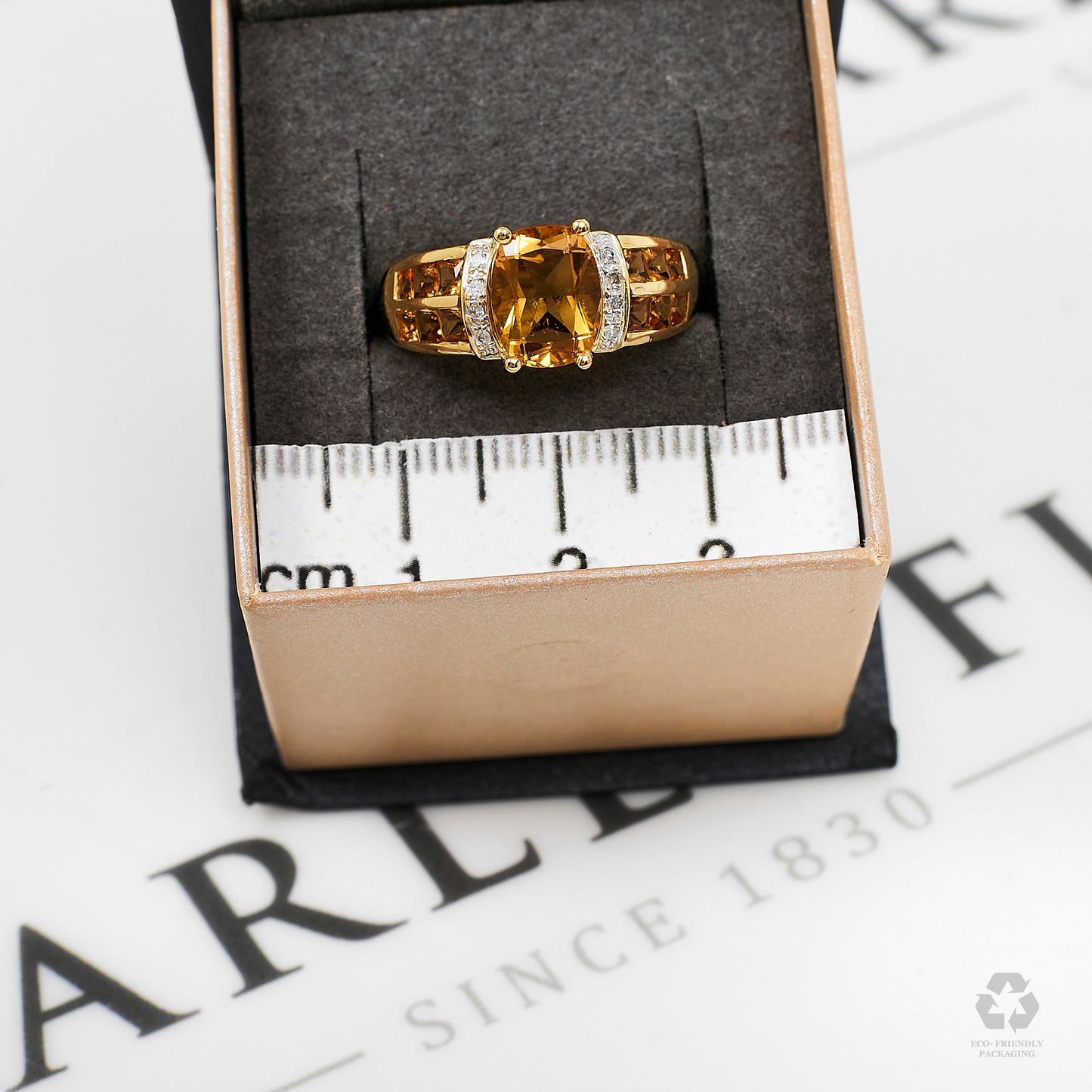 Pre-Owned 9ct Gold Multi Citrine & Diamond Ring Size O.5