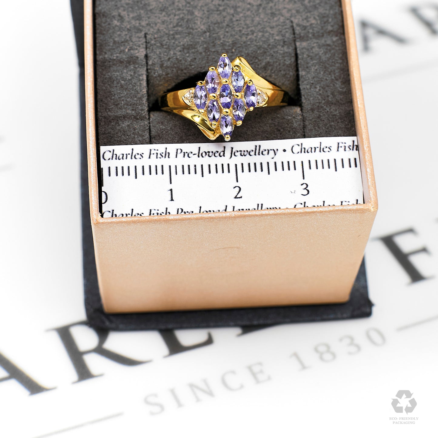 Pre-Owned 9ct Gold Marquise Cut Tanzanite & Diamond Ring
