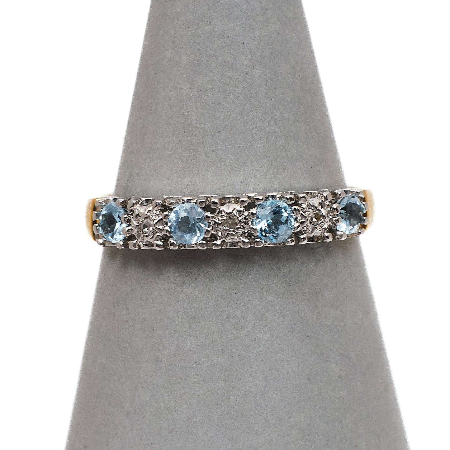 Pre-Owned 9ct Gold Topaz & Diamond Ring Size O.5