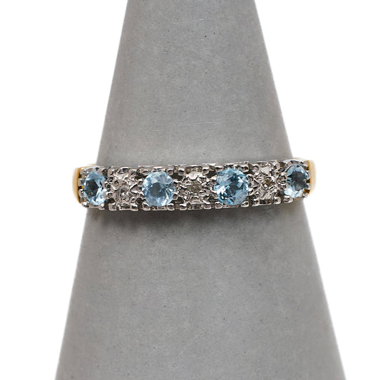 Pre-Owned 9ct Gold Topaz & Diamond Ring Size O.5