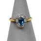 Pre-Owned 9ct Gold Topaz & Diamond Cluster Ring Size I.5
