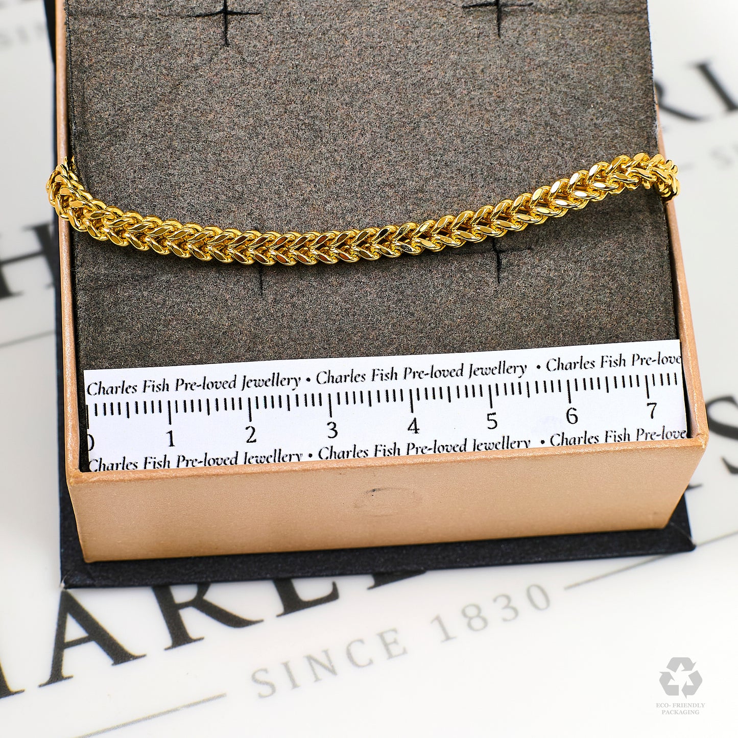 Pre-Owned 18ct Gold Square Foxtail Chain Bracelet 8 Inch