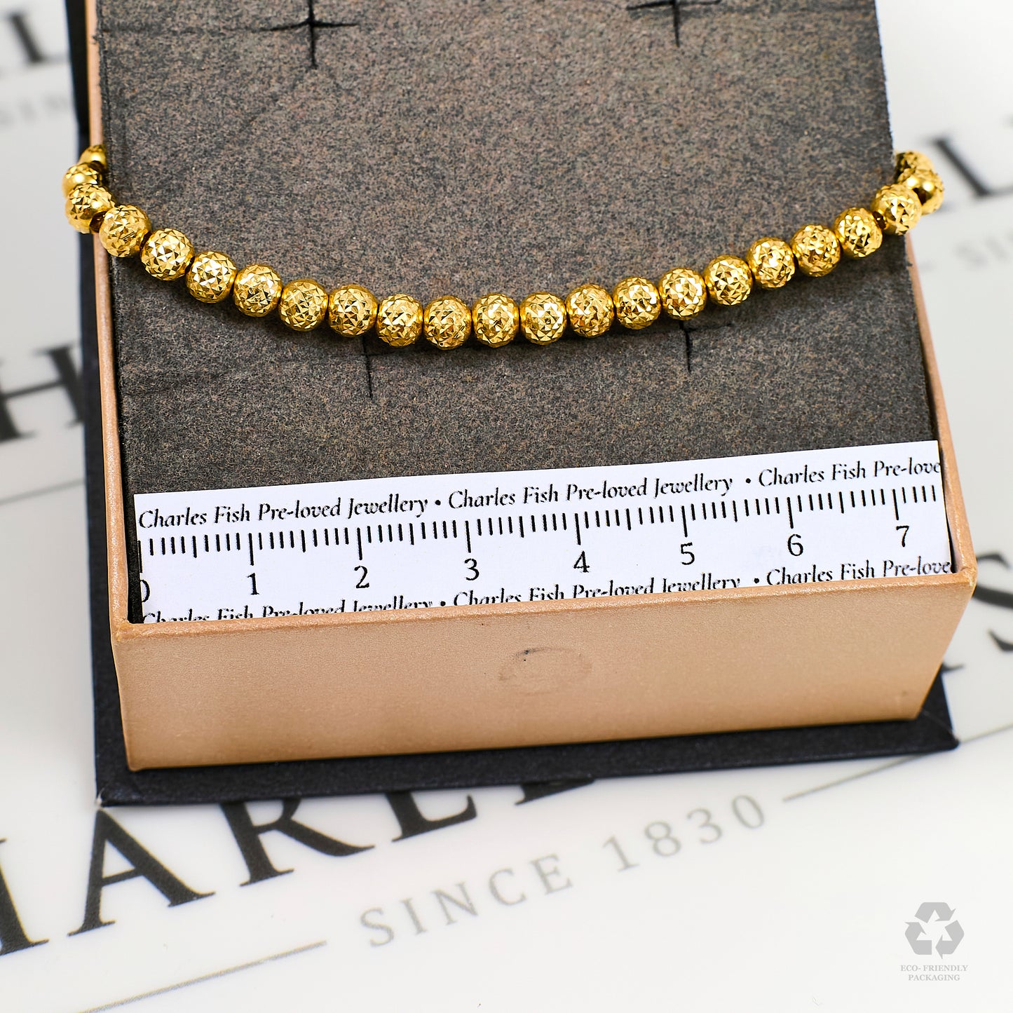 Pre-Owned 18ct Gold Faceted Ball Bracelet 8 Inch