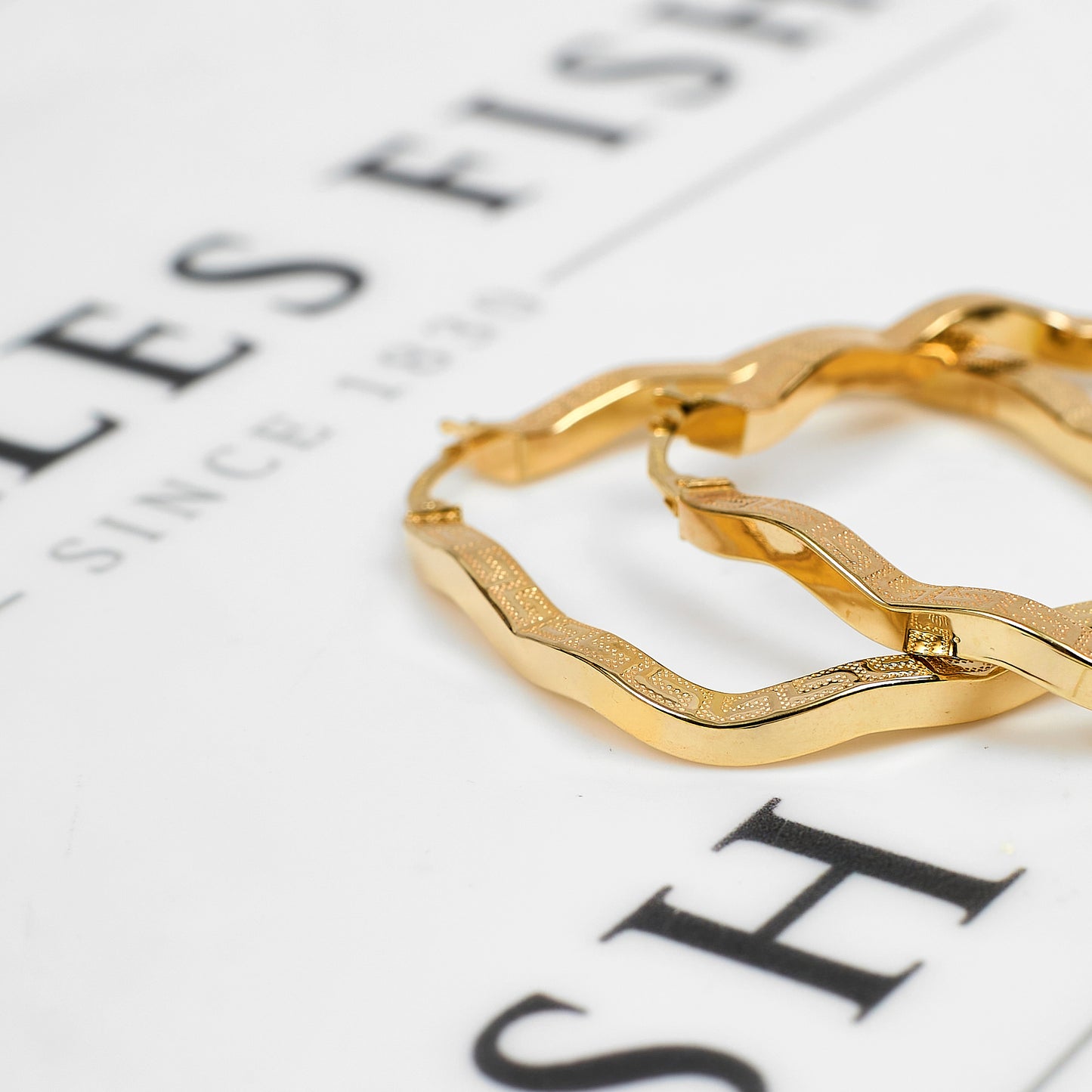 Pre-Owned 9ct Gold Greek Key Creole Hoop Earrings