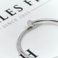 Pre-Owned 9ct White Gold Curved Nail Design Hinged Bangle
